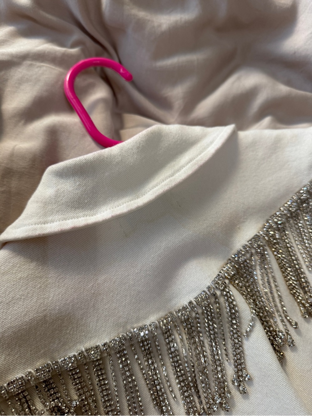 White Short Sleeve Zip-Front Romper with Embellished Belt - Picture 11 of 16